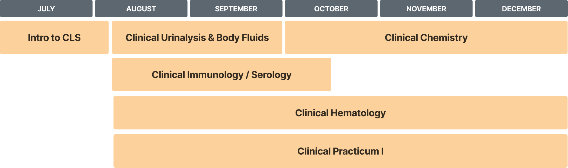 CLS curriculum overview schedule from July-December