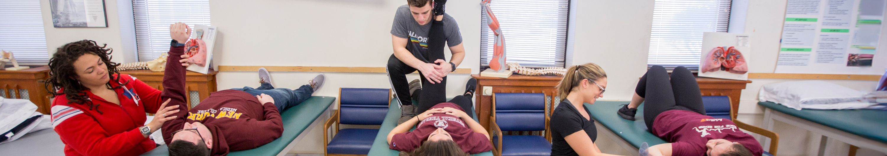 Speech-pathology students work with client